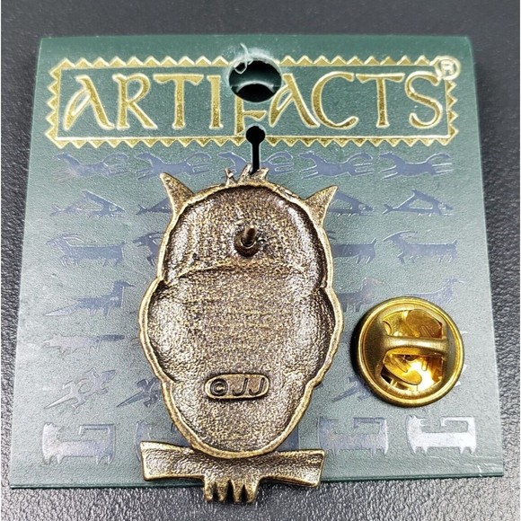 Vintage 1980's JJ Jonette Artifacts Owl on Tree Branch with Googly Eyes Tac Pin - Picture 8 of 10